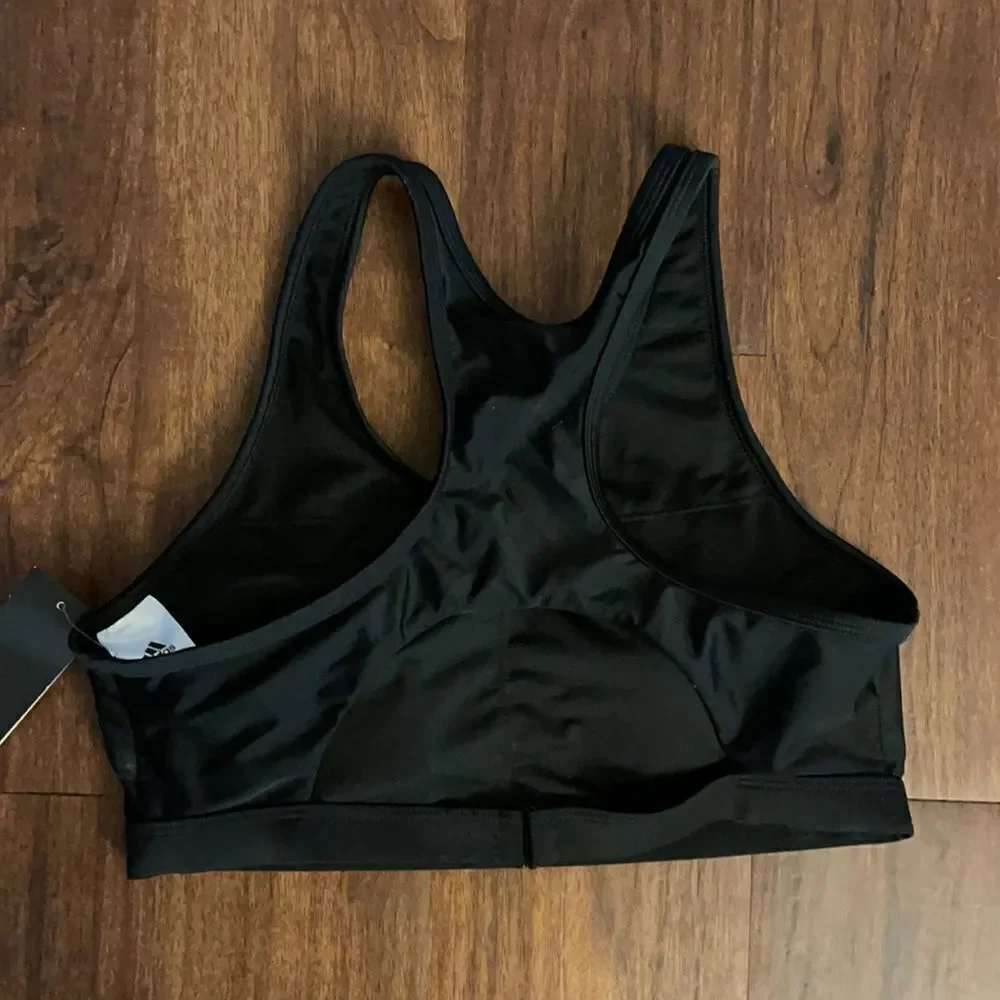 Adidas Ladies Racerback Jogging Running Black Top Size LG - Picture 2 of 4